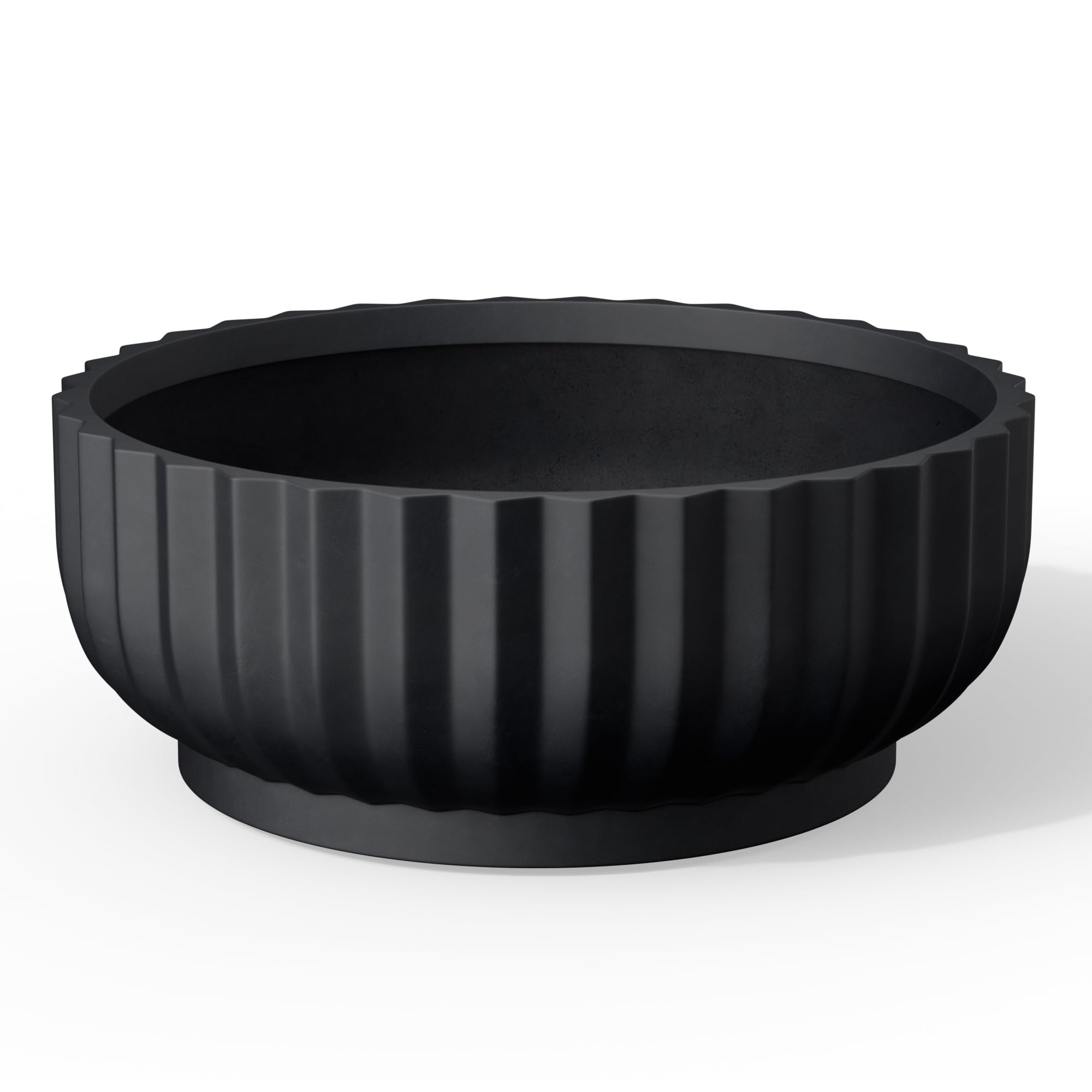 Kante front view of black concrete planter showing modern silhouette and sturdy base