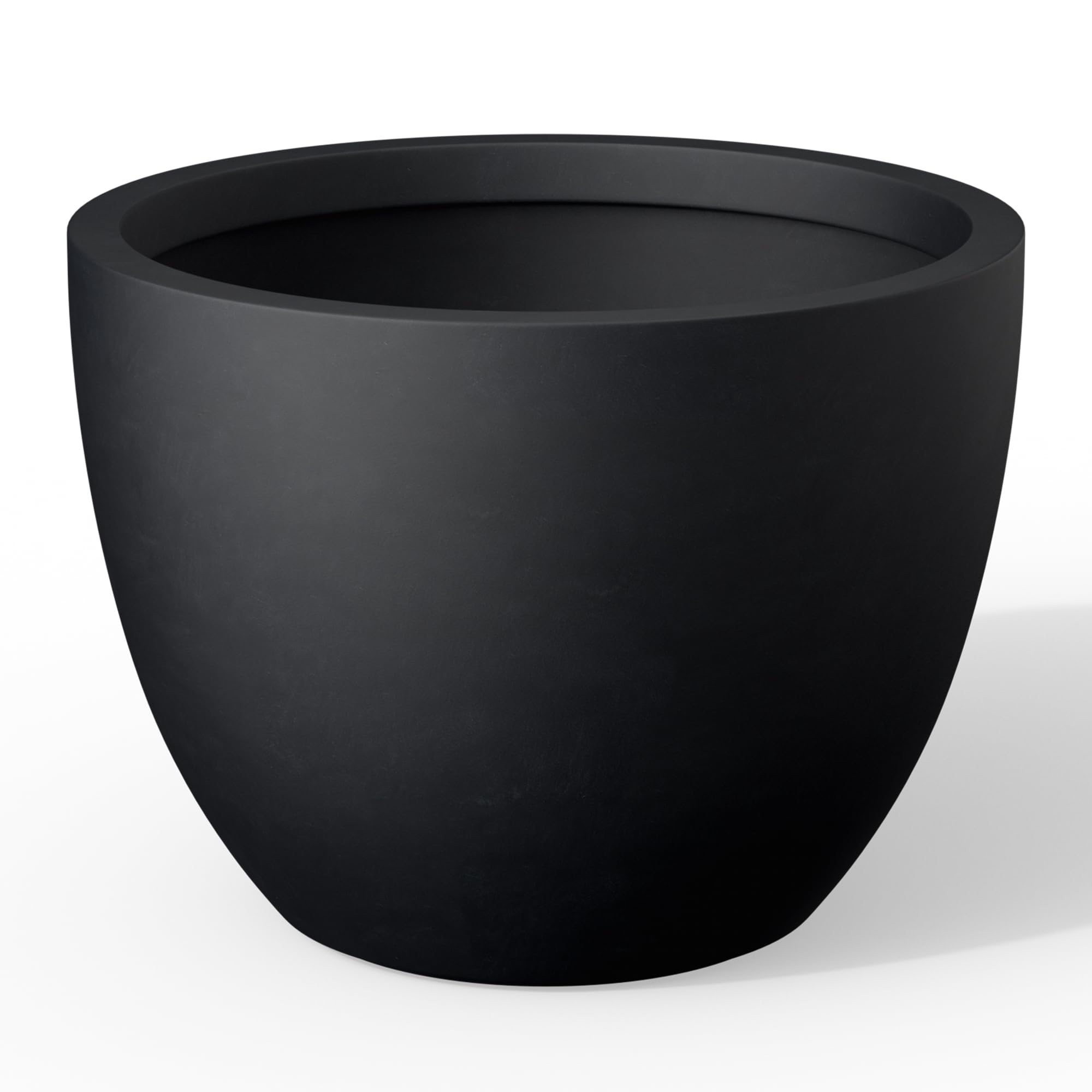 Kante front view black concrete planter shows sleek modern curb appeal