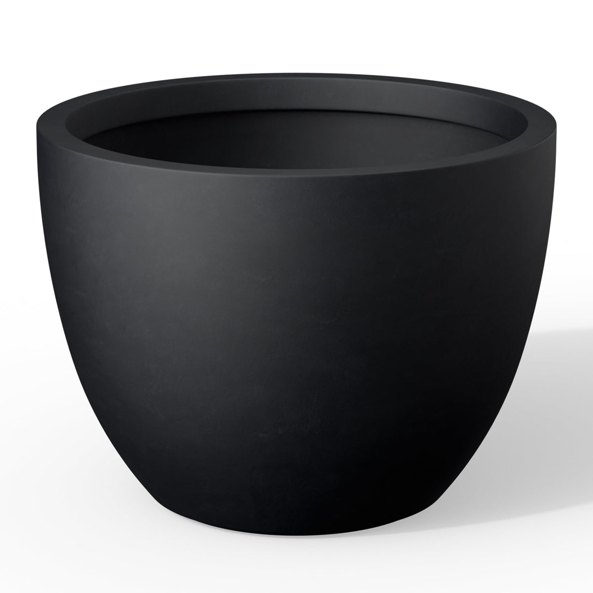 Kante front view black concrete planter shows sleek modern curb appeal