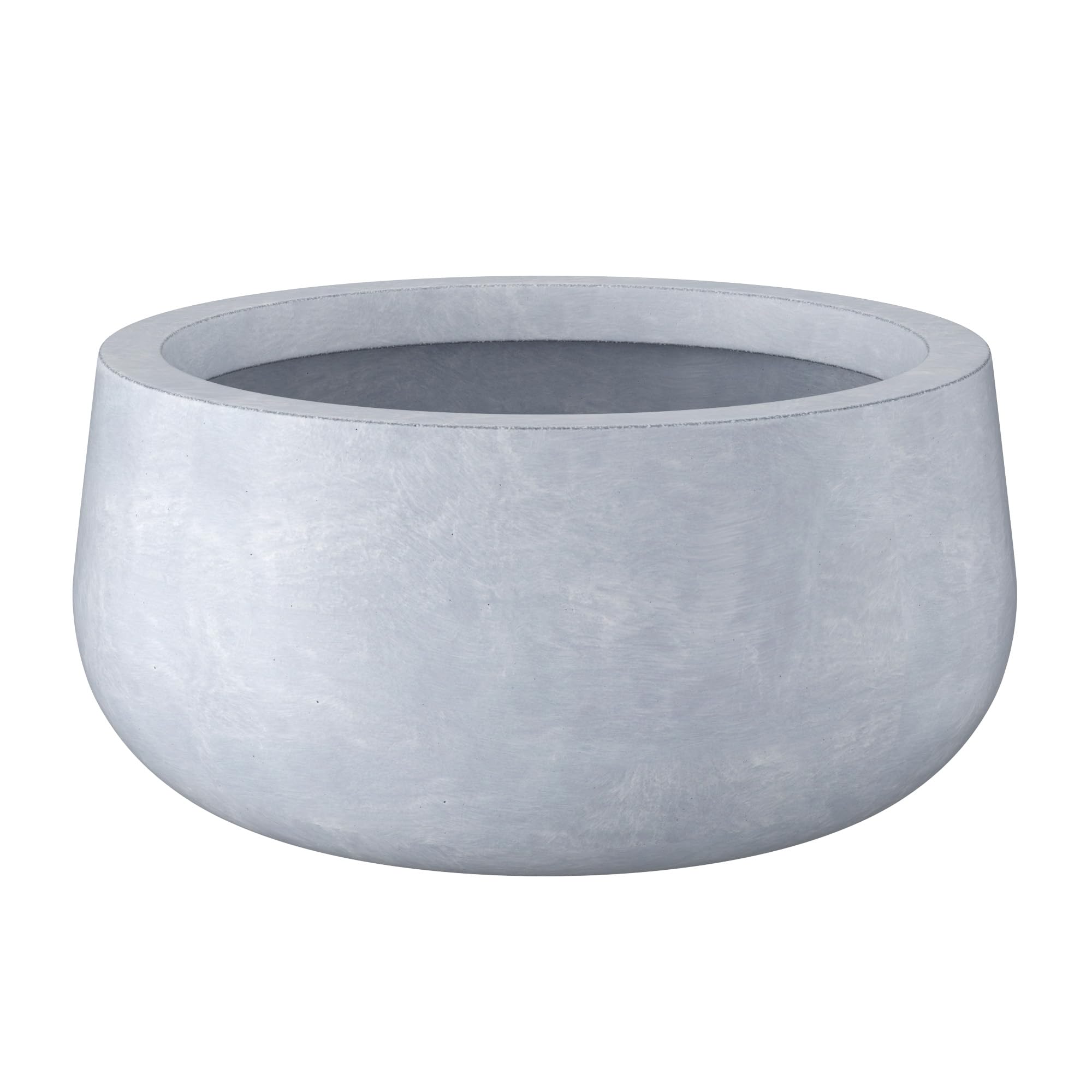 Kante front view of blue-gray round planter showing contemporary curb appeal