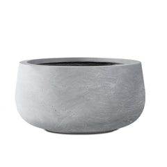 Kante front view of blue gray round planter showing modern curb appeal