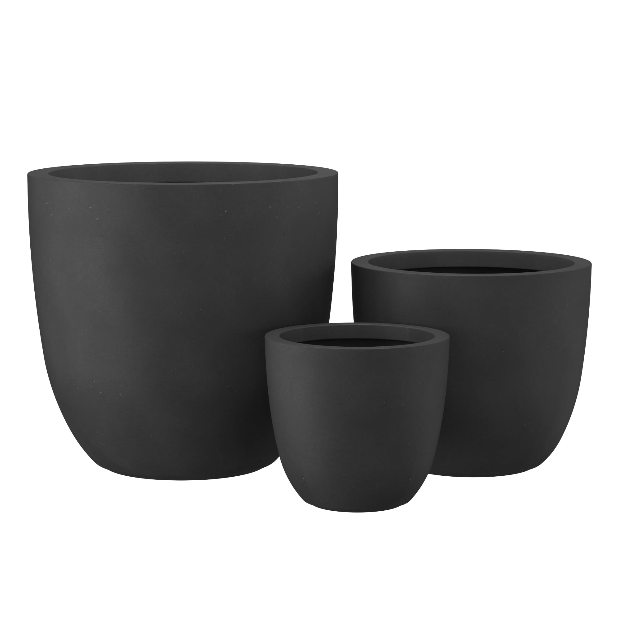 kante front view showing three black bowl planters and modern styling benefit