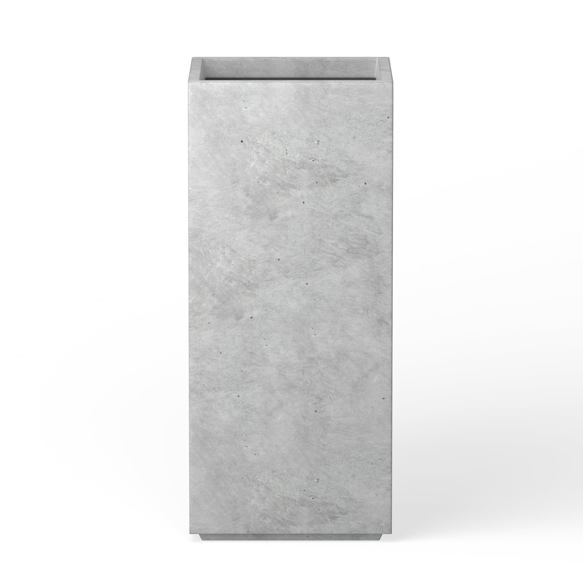 Kante front view of pale gray square planter showing modern silhouette and durability