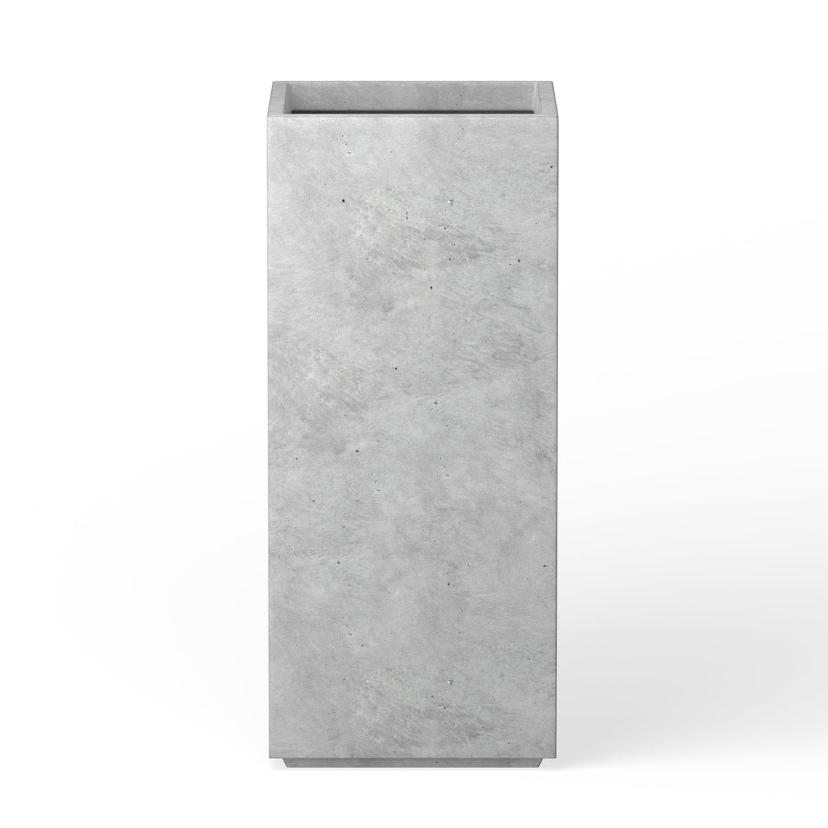 Kante front view of pale gray square planter showing modern silhouette and durability