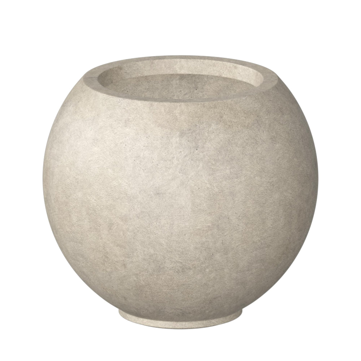 Kante front view of weathered concrete planter highlighting sculptural look and curb appeal