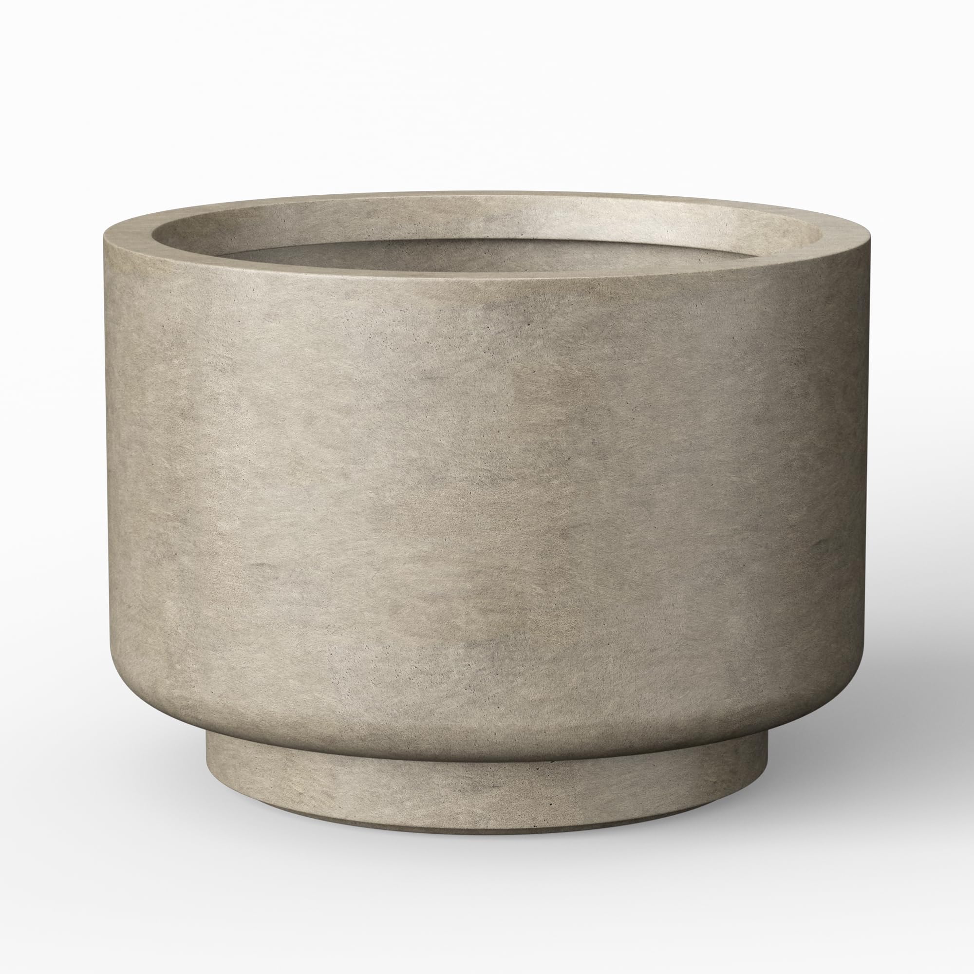 Kante front view of weathered concrete planter showing modern silhouette and durability