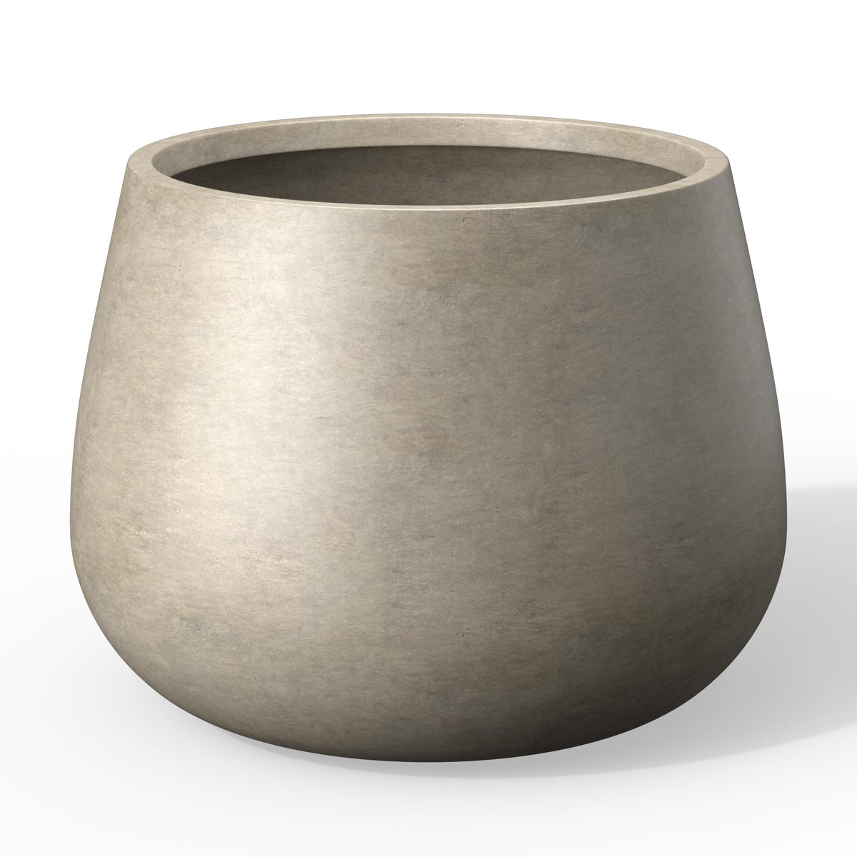 Kante front view of weathered concrete planter showing modern form and curb appeal