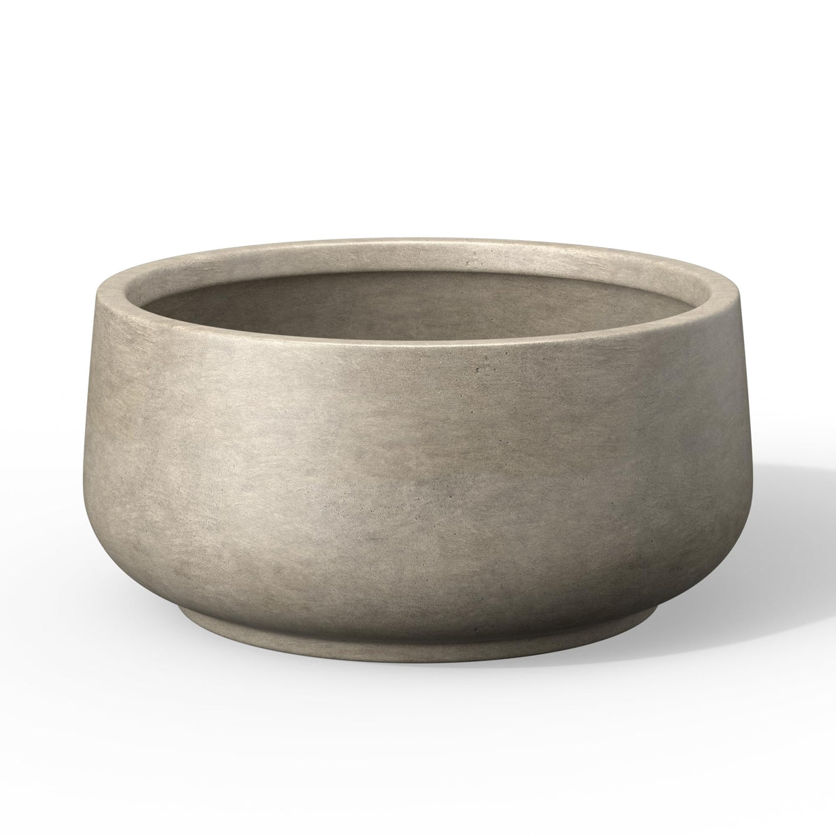 Kante front view of weathered concrete planter showing clean modern shape and stability