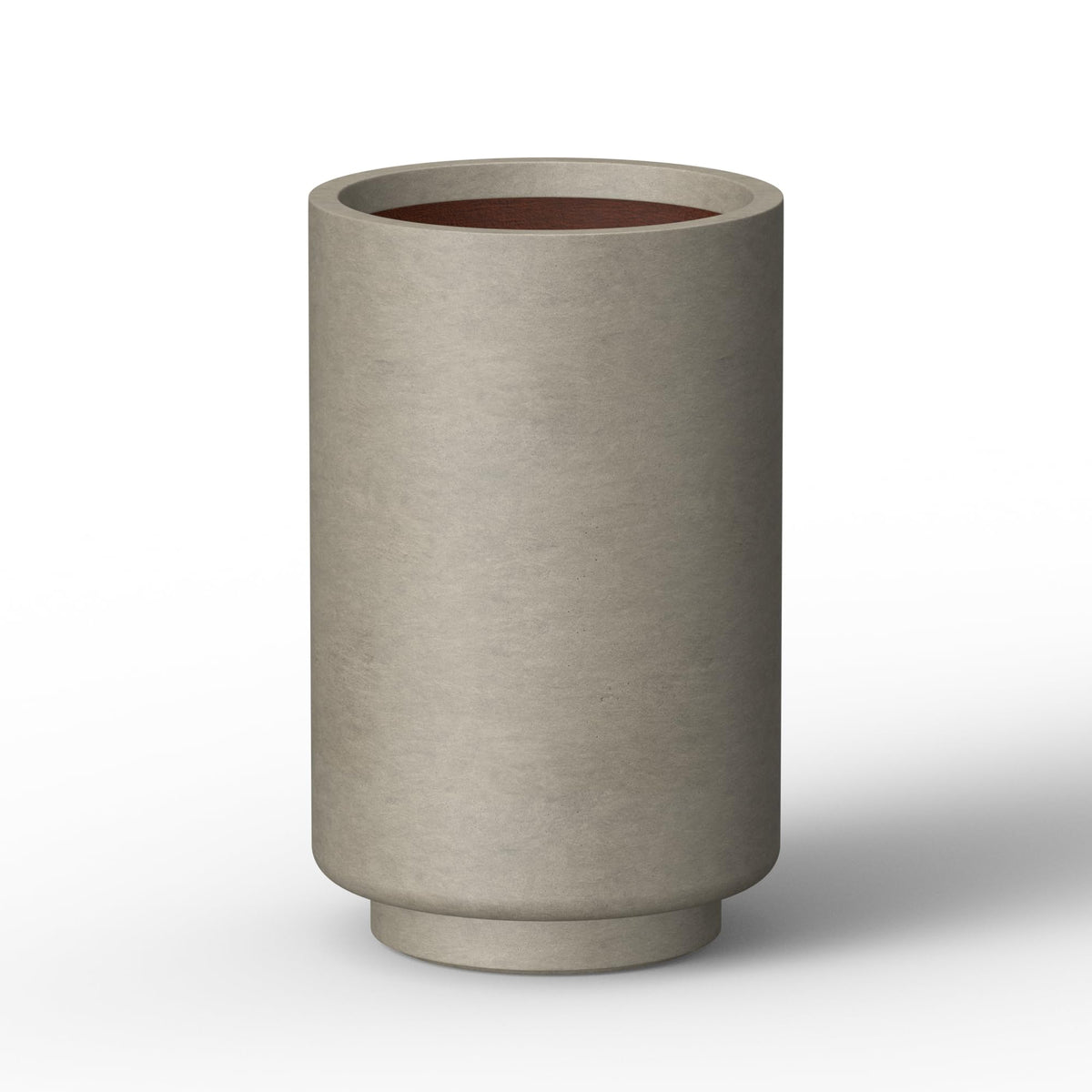 Kante front view of weathered concrete planter showing elegant silhouette and durability