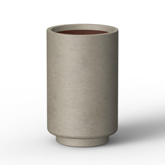 Kante front view of weathered concrete planter showing elegant silhouette and durability