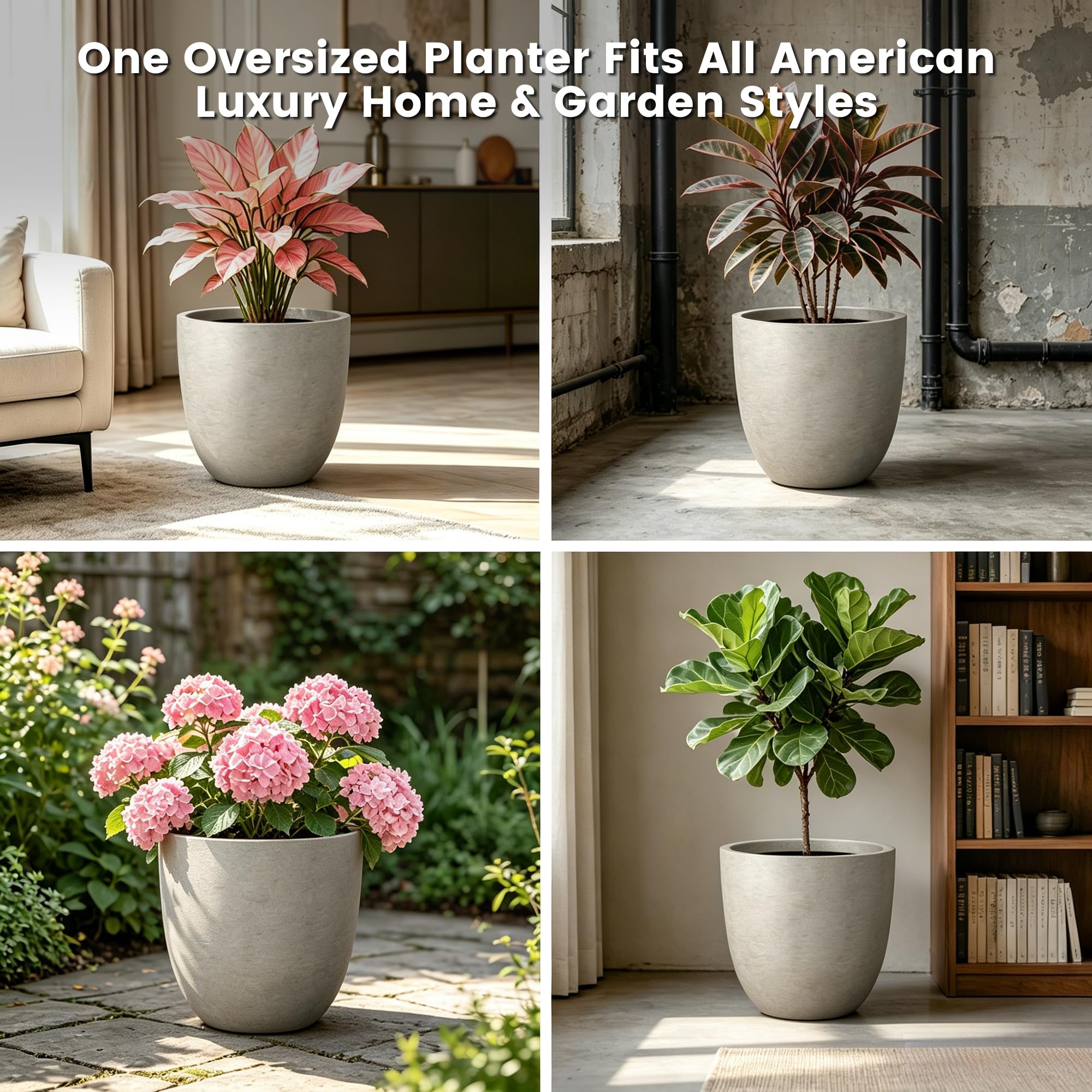 Kante trio of planters in entryway creating unified modern curb appeal