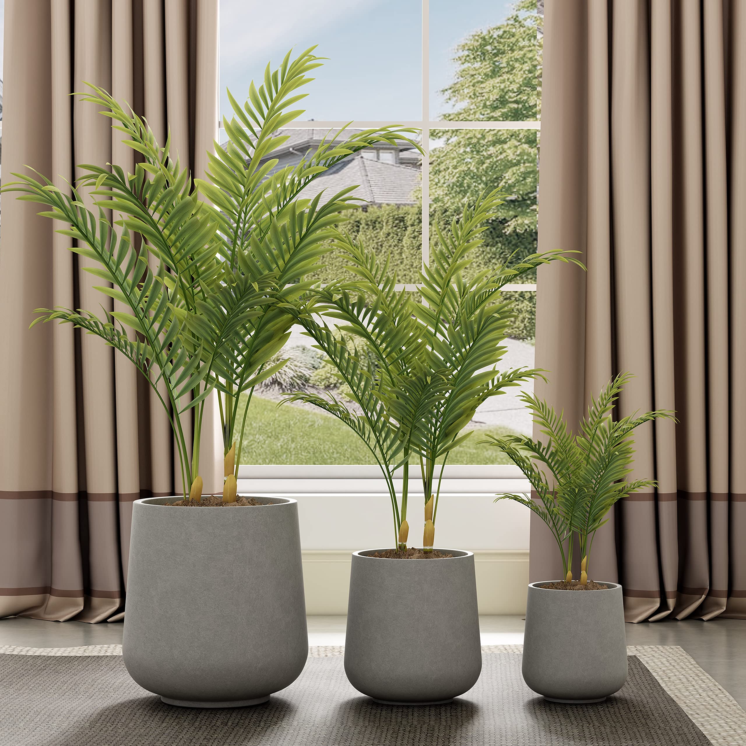 Kante on patio with plants demonstrating weatherproof outdoor styling