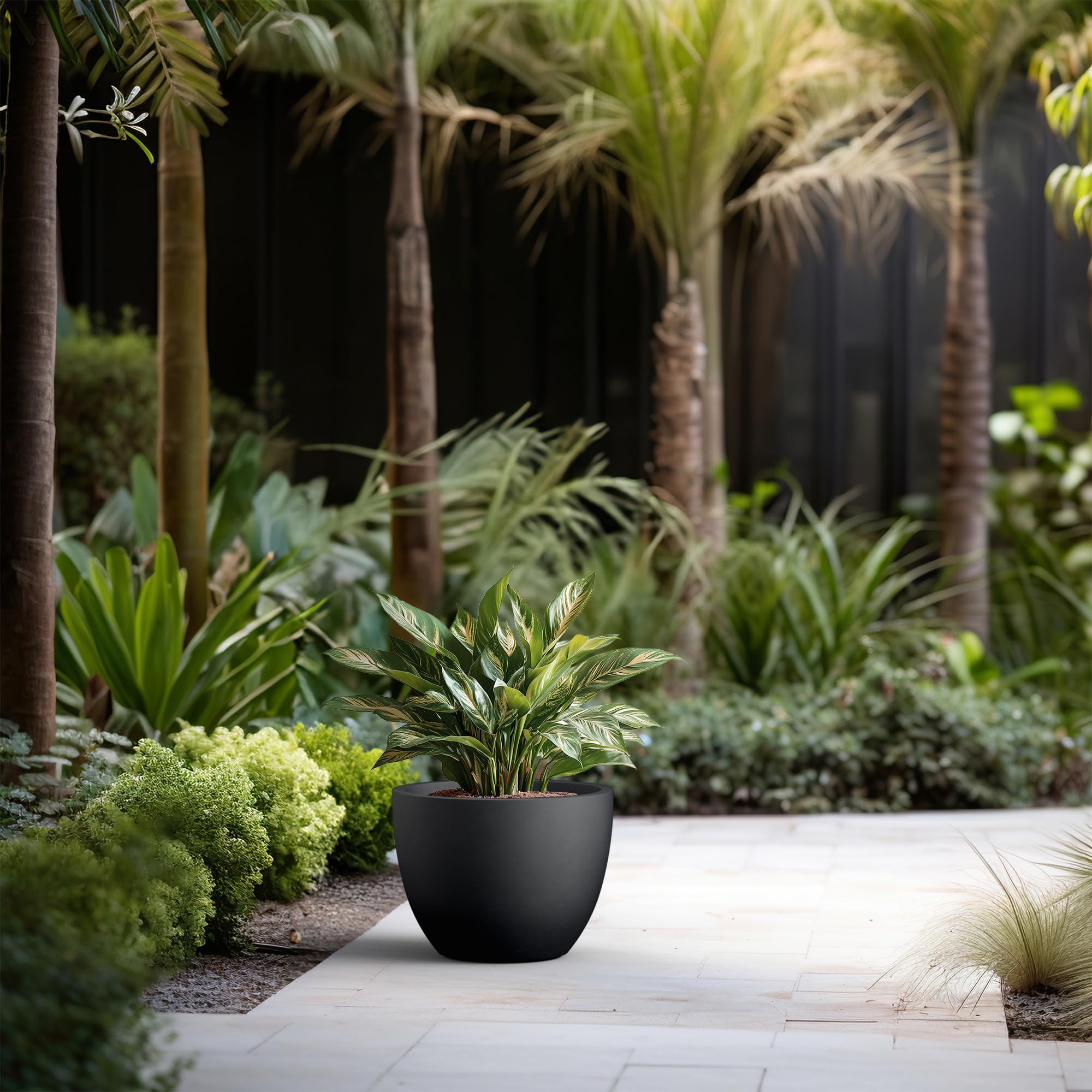 Kante in use on patio with plants creates durable outdoor accent