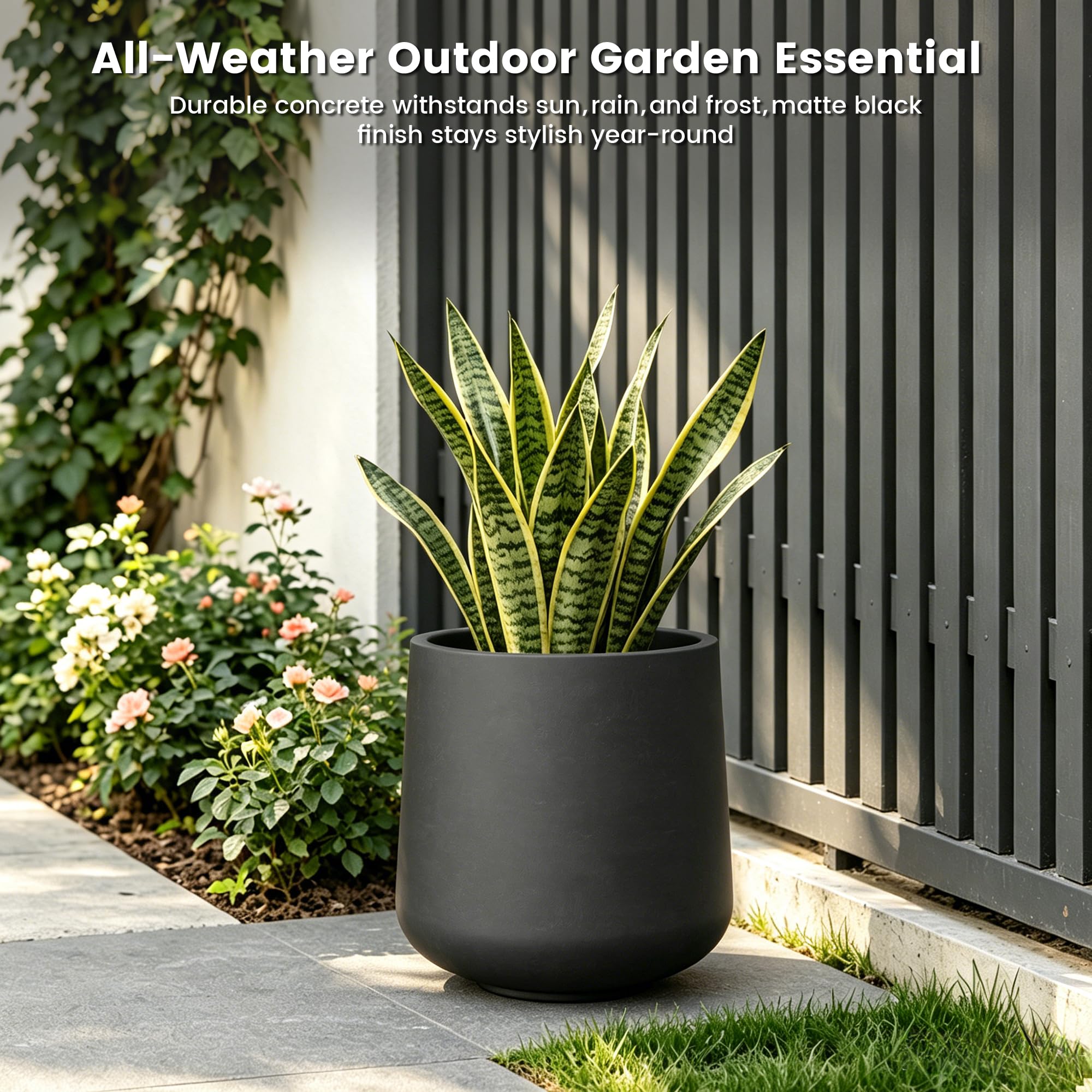 Kante planter styled on patio demonstrating durable outdoor use