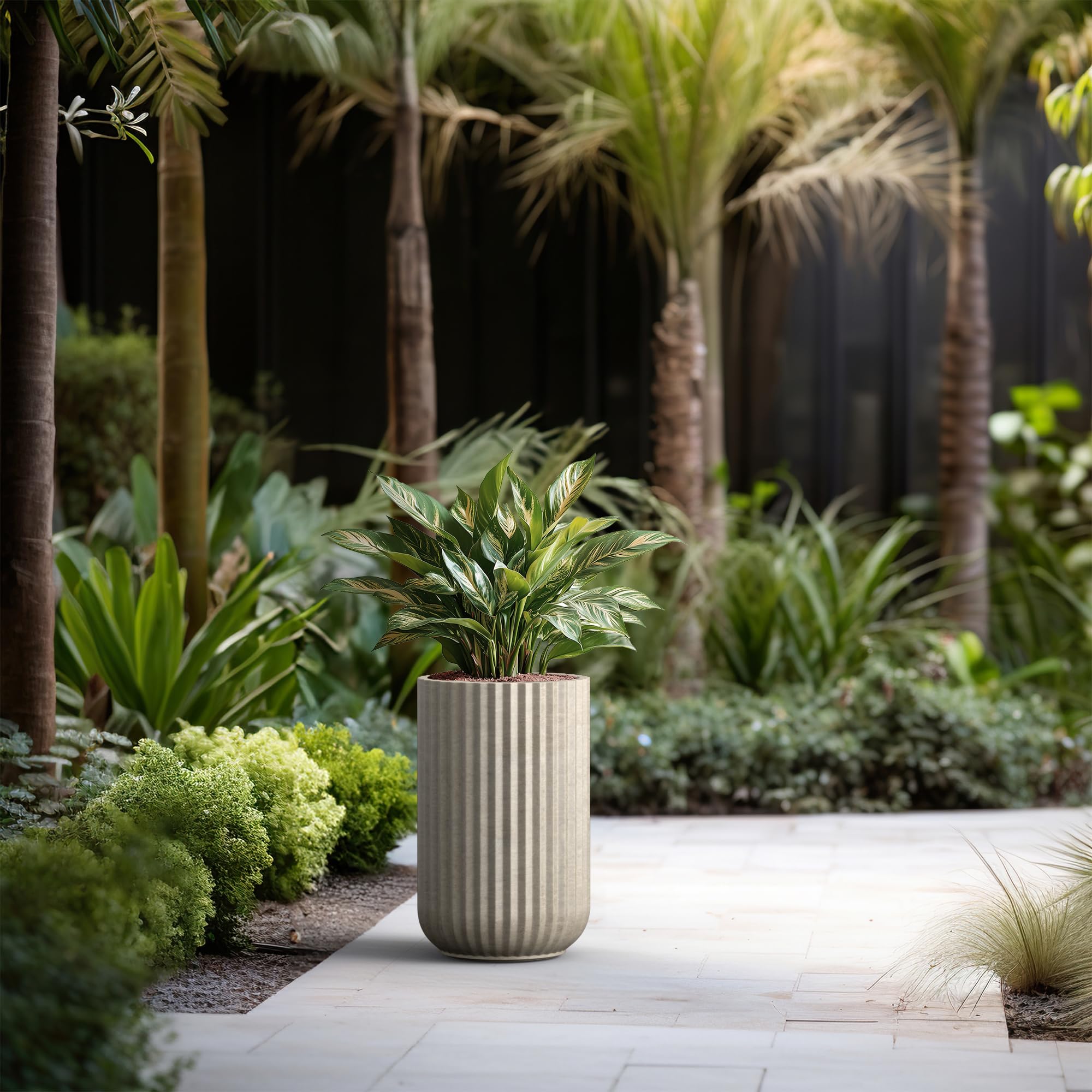 Kante planter in use on porch with plant illustrating outdoor durability and style