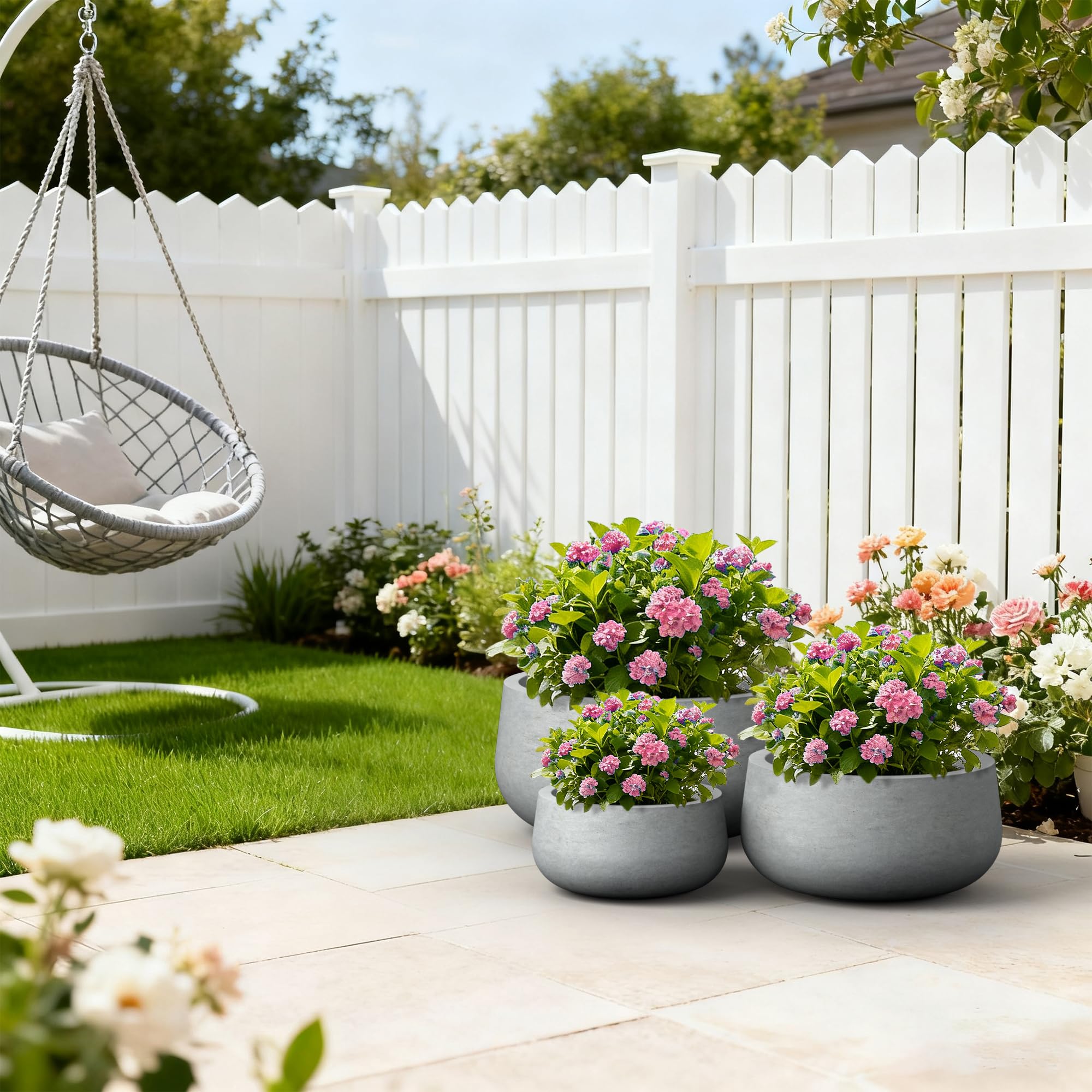 Kante 16 inch planter staged on porch illustrating weather resistance and curb appeal