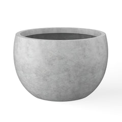 Kante front view of pale gray planter showing modern shape and curb appeal