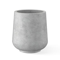 Kante pale gray planter front view showing elegant round silhouette and curb appeal