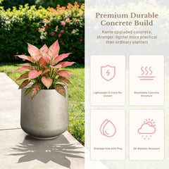 Kante planter drainage plug detail showing removable rubber plug for indoor use