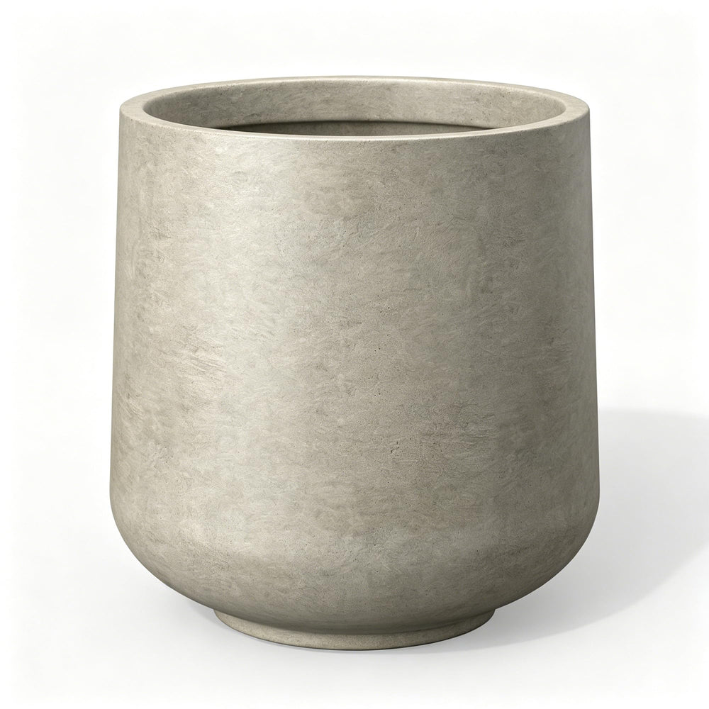 Kante planter front view showing modern round shape and neutral finish for curb appeal
