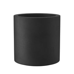 Kante front view of black cylinder planter showcasing sleek modern design and stability