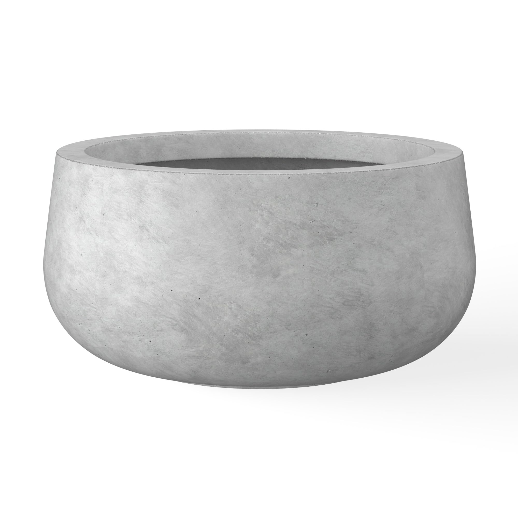 Kante front view of 20-inch pale gray planter showing modern shape and proportions