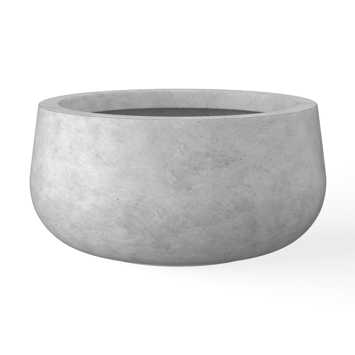 Kante front view of 20-inch pale gray planter showing modern shape and proportions