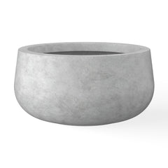 Kante front view of 20-inch pale gray planter showing modern shape and proportions