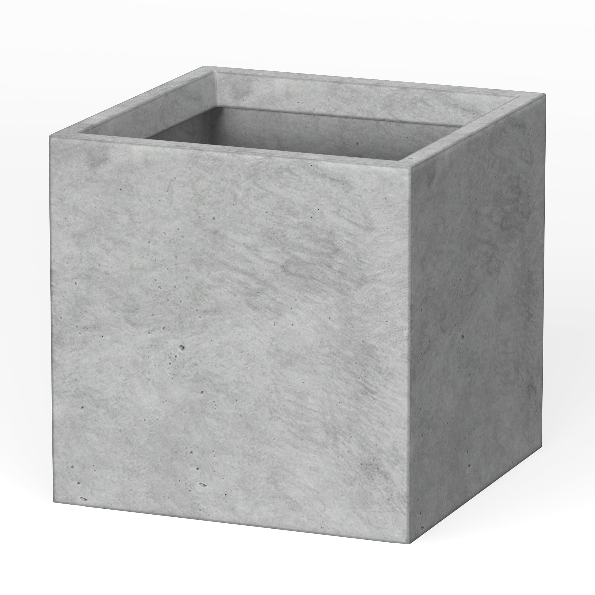 Kante front view of pale gray square planter showing clean modern silhouette and balance
