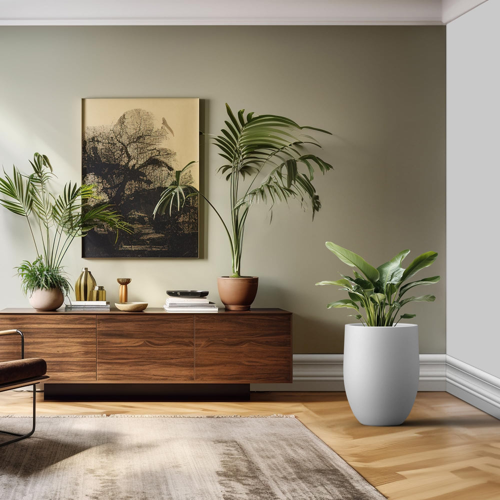 Kante planter height comparison beside chair for scale and easy placement planning