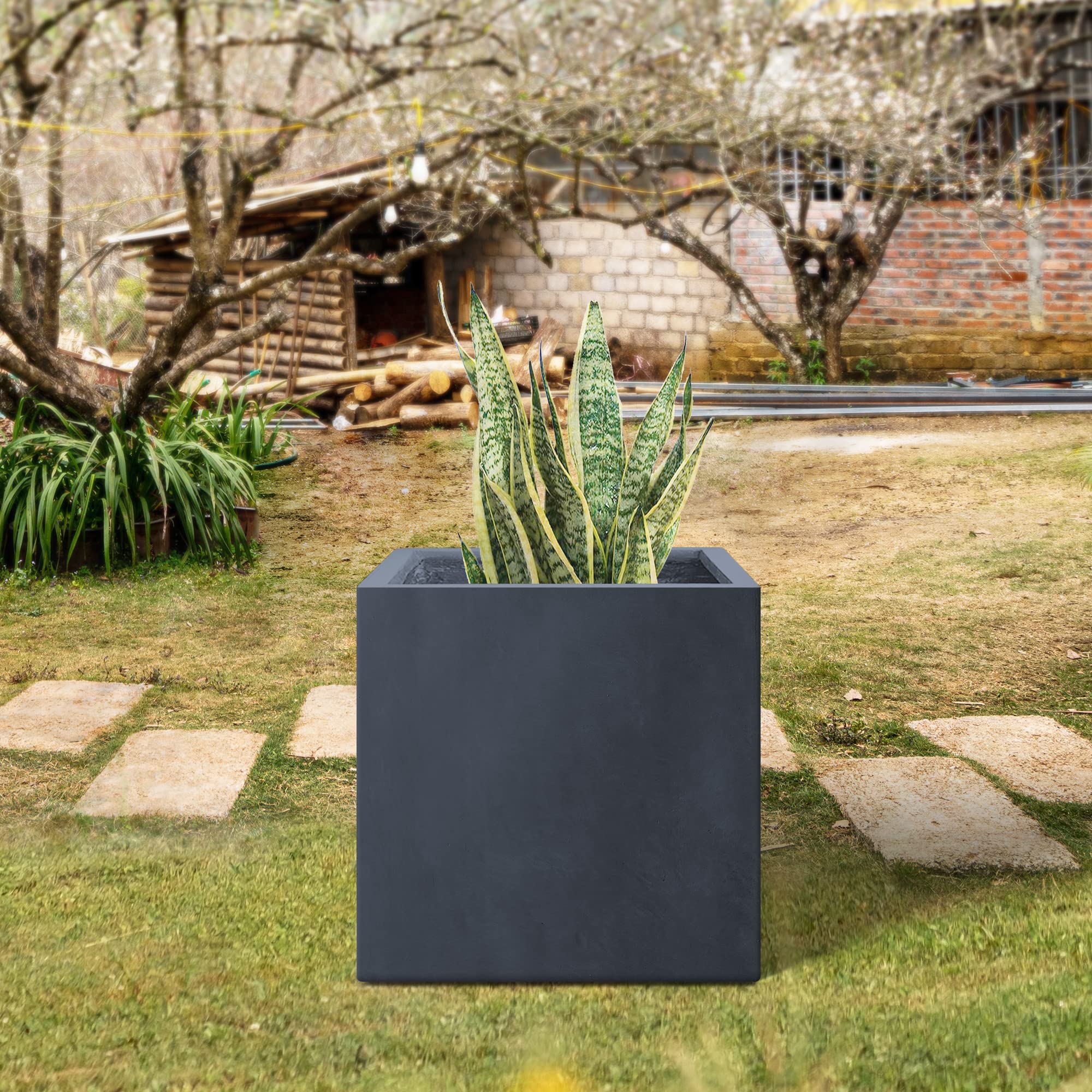 Kante planter placed on patio illustrating weather-resistance and curb appeal
