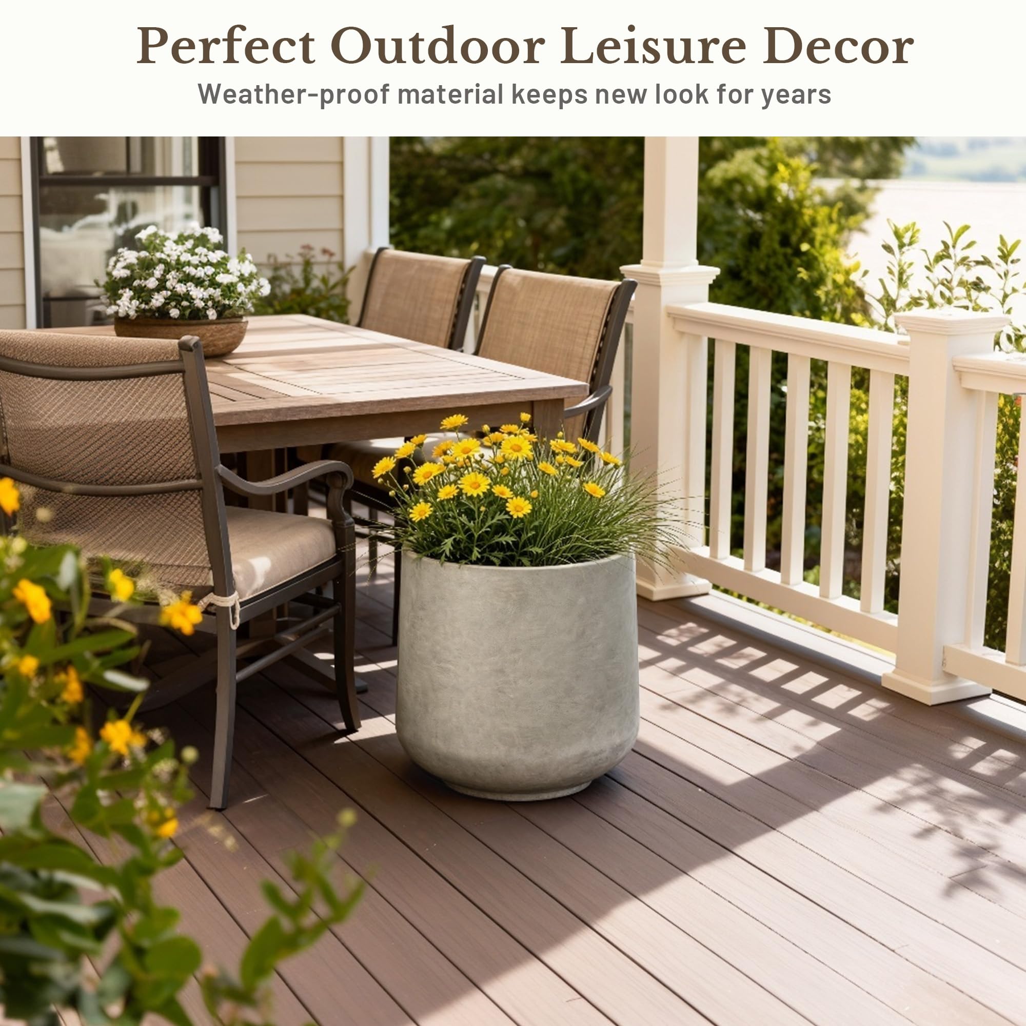 Kante planter on patio styling illustrating weather resistance and outdoor use