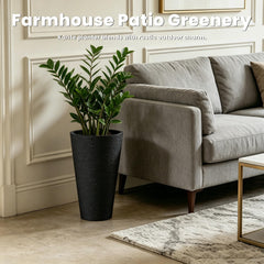Kante planter on patio with tree demonstrating weather resistance and attractive scale