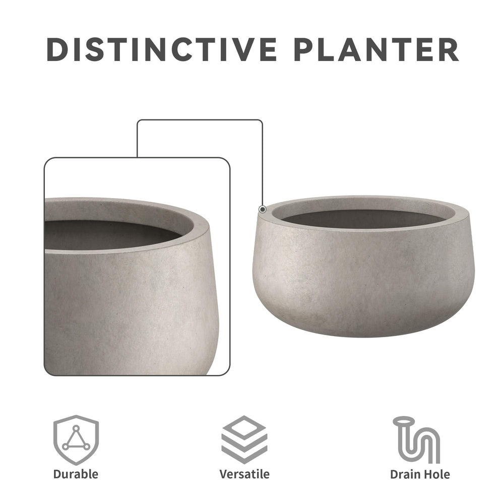 Kante planter side profile showing smooth curved rim and stable base
