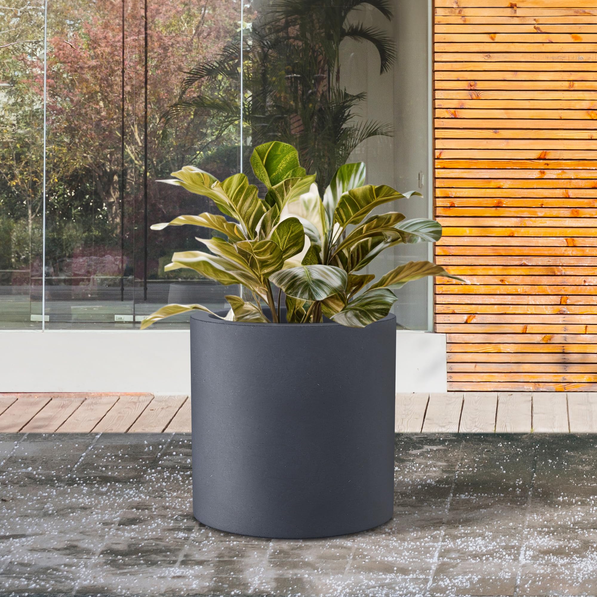 Kante planter styled on porch conveying curb appeal and weather resistance