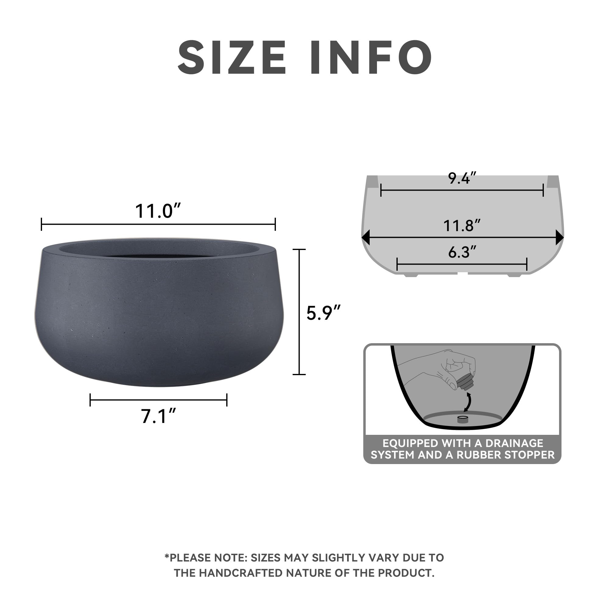 Kante planter top view showing wide 16-inch opening for generous planting space