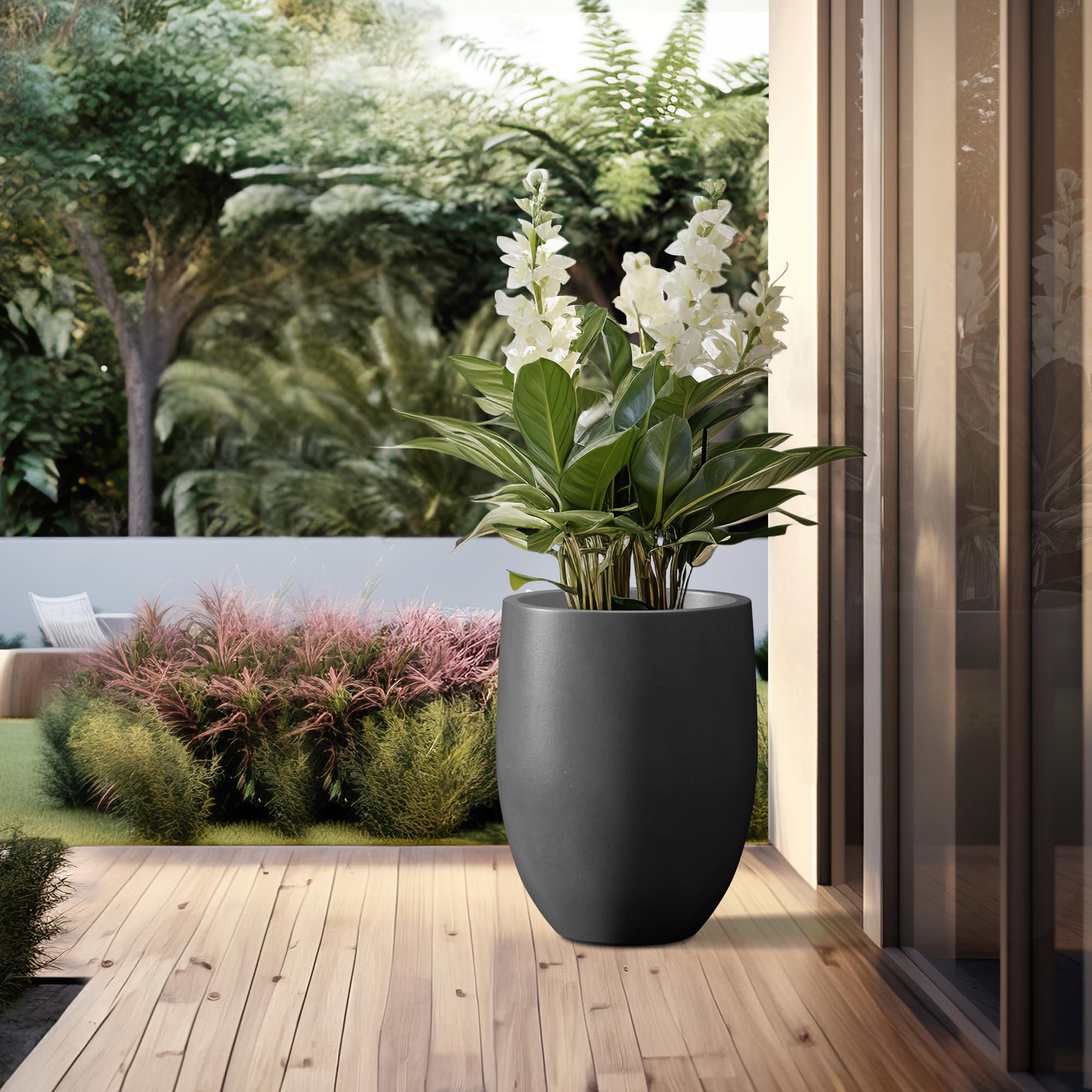 Kante planter with fiddle leaf fig showing roomy interior for large plant growth