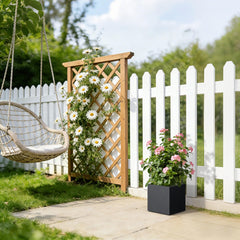 Kante planter with leafy plant on patio demonstrating weatherproof outdoor style