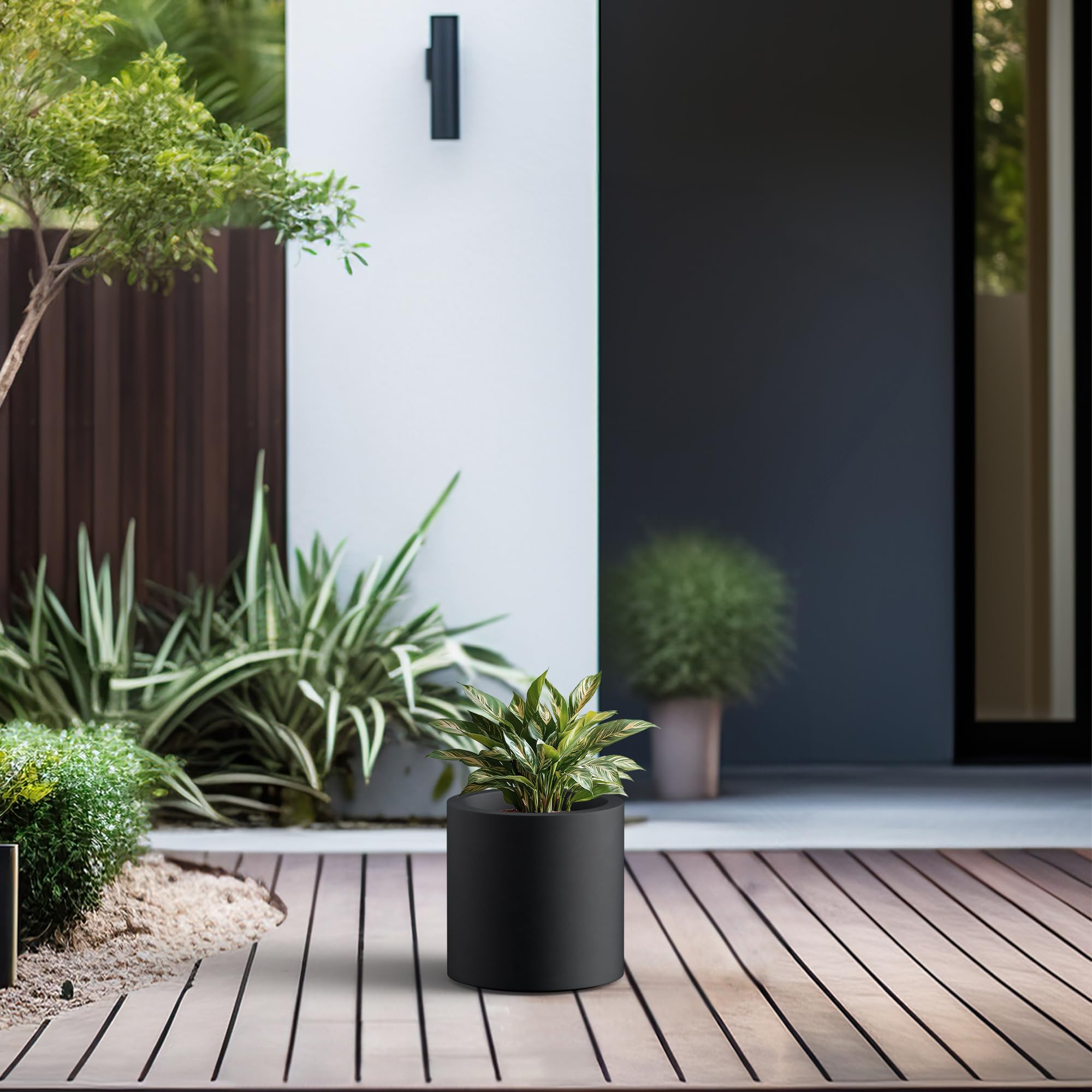 Kante planter with succulent in living room highlighting decorative versatility and scale