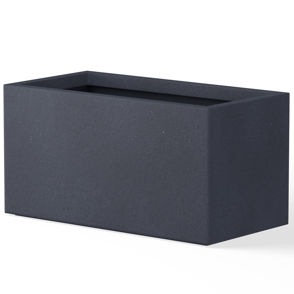 Kante rectangular planter front view on patio showing modern curb appeal