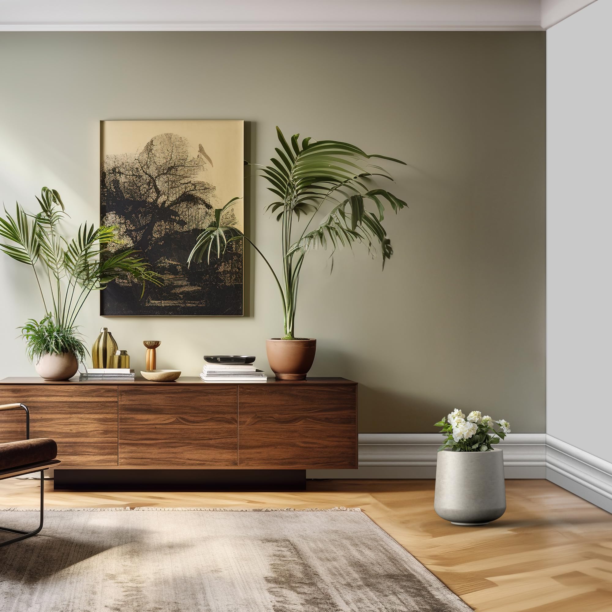 Kante with fiddle leaf fig demonstrating scale and planting fit
