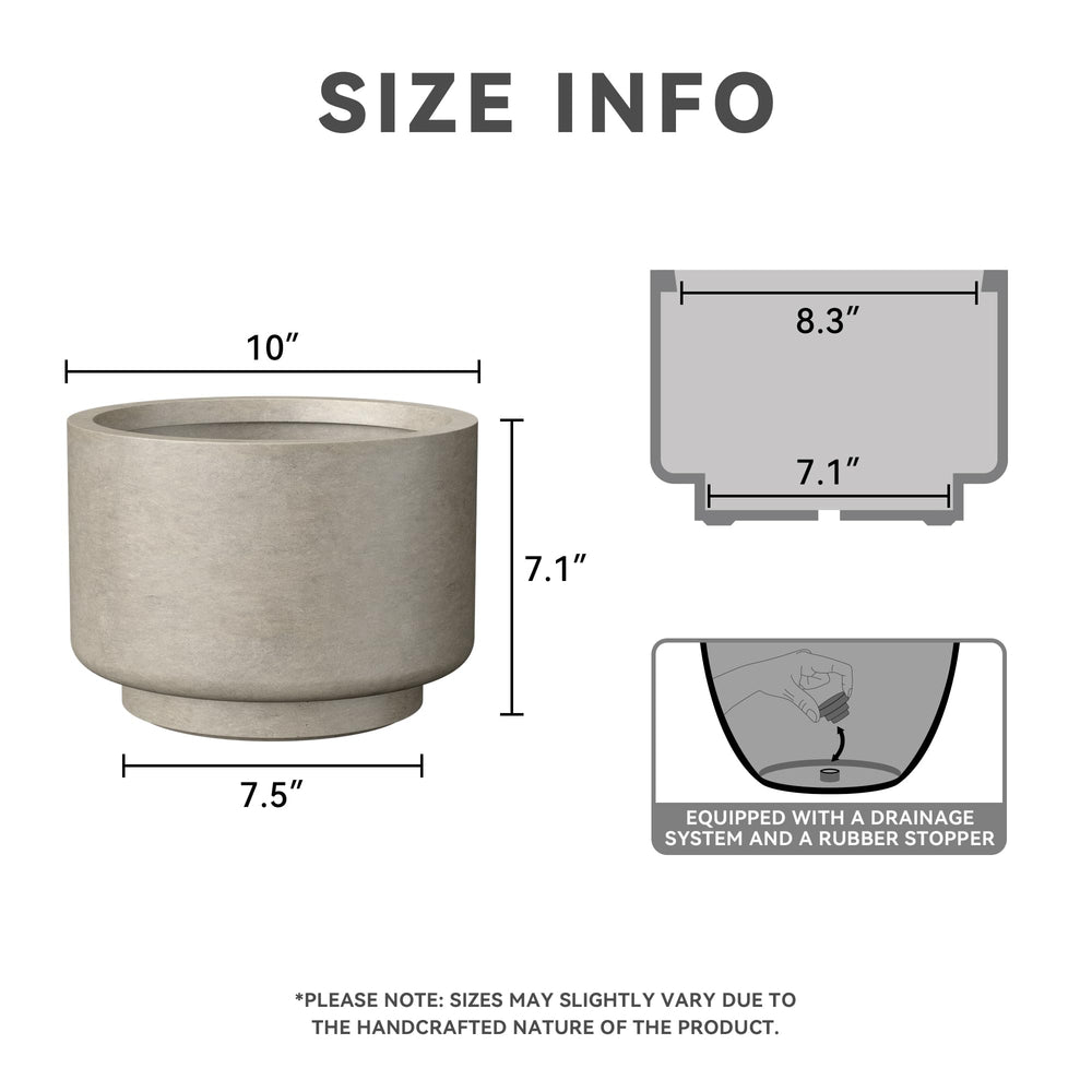Kante side profile of round pedestal planter highlighting balanced design and stability