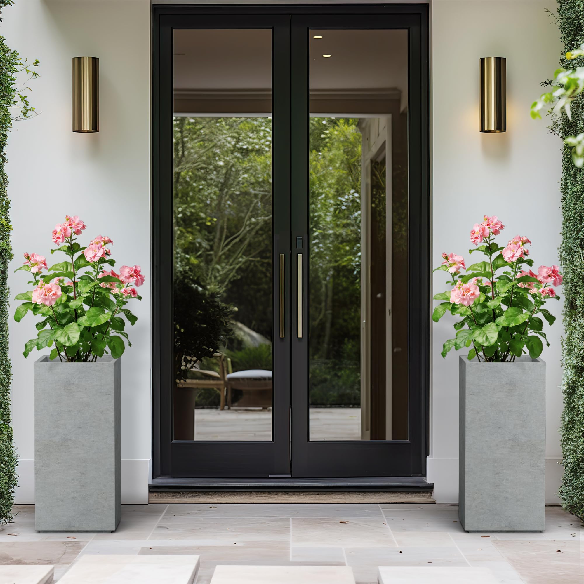 Kante staged patio with two planters adding contemporary curb appeal