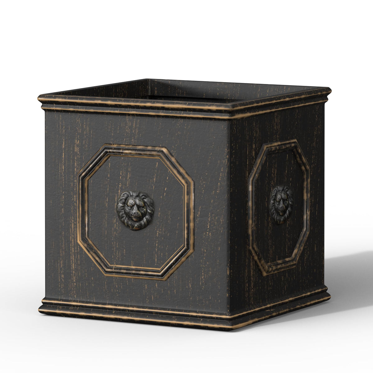 Kante front view of square vintage brown planter shows regal style and curb appeal