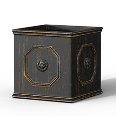 Kante front view of square vintage brown planter shows regal style and curb appeal