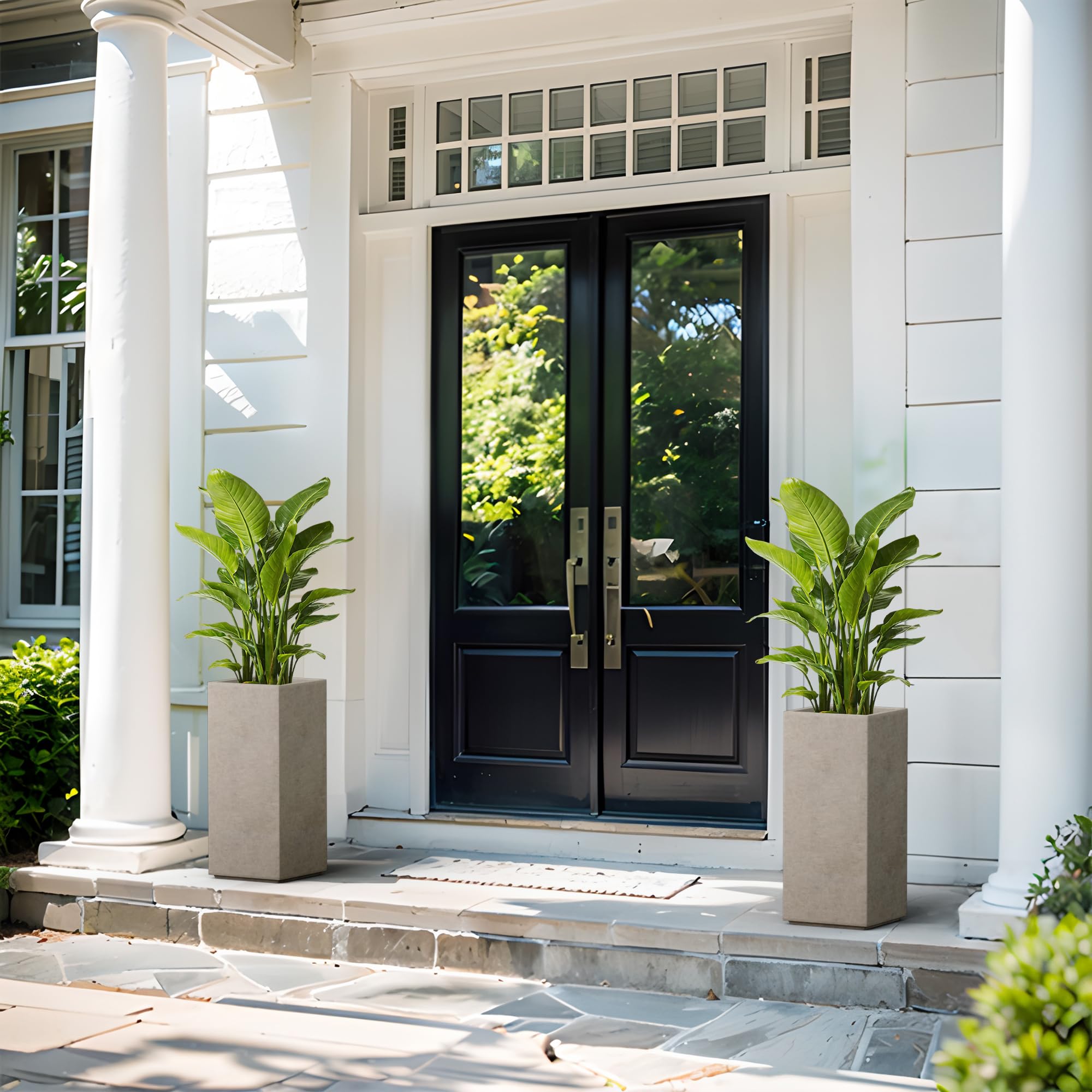 Kante with tall plant on balcony styling demonstrating space-saving vertical greenery benefit