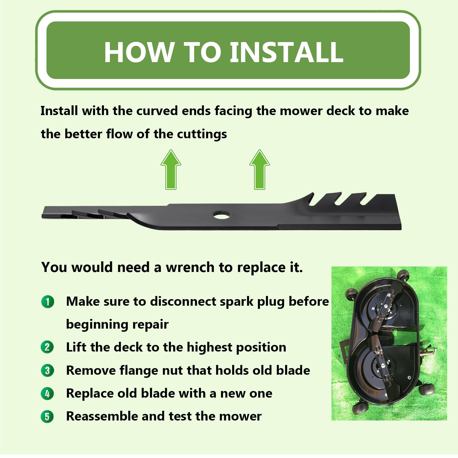 KANXAJJY blades cutting grass showing fine mulching and improved lawn appearance