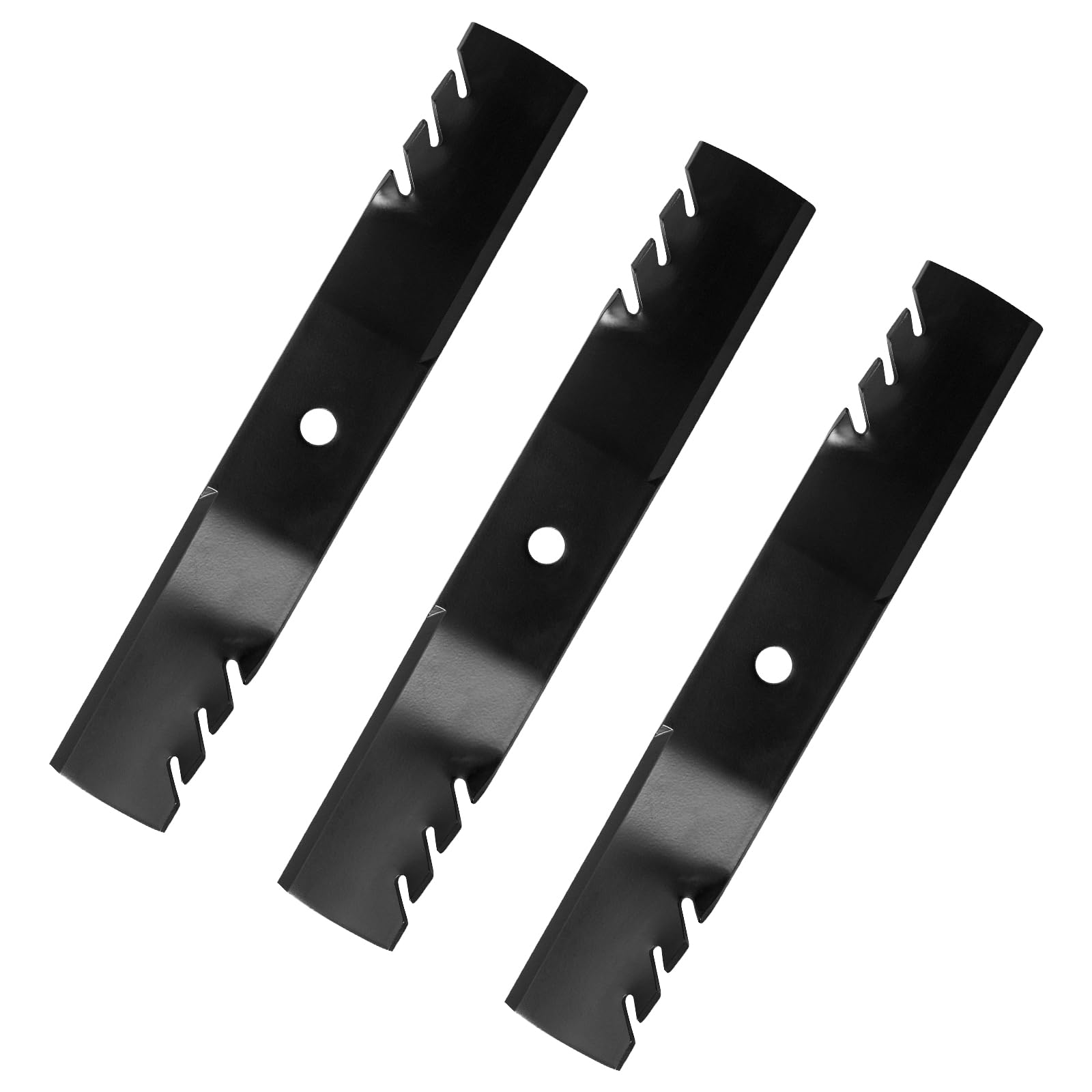 KANXAJJY front view of three 54-inch mulching blades showing fit and finish