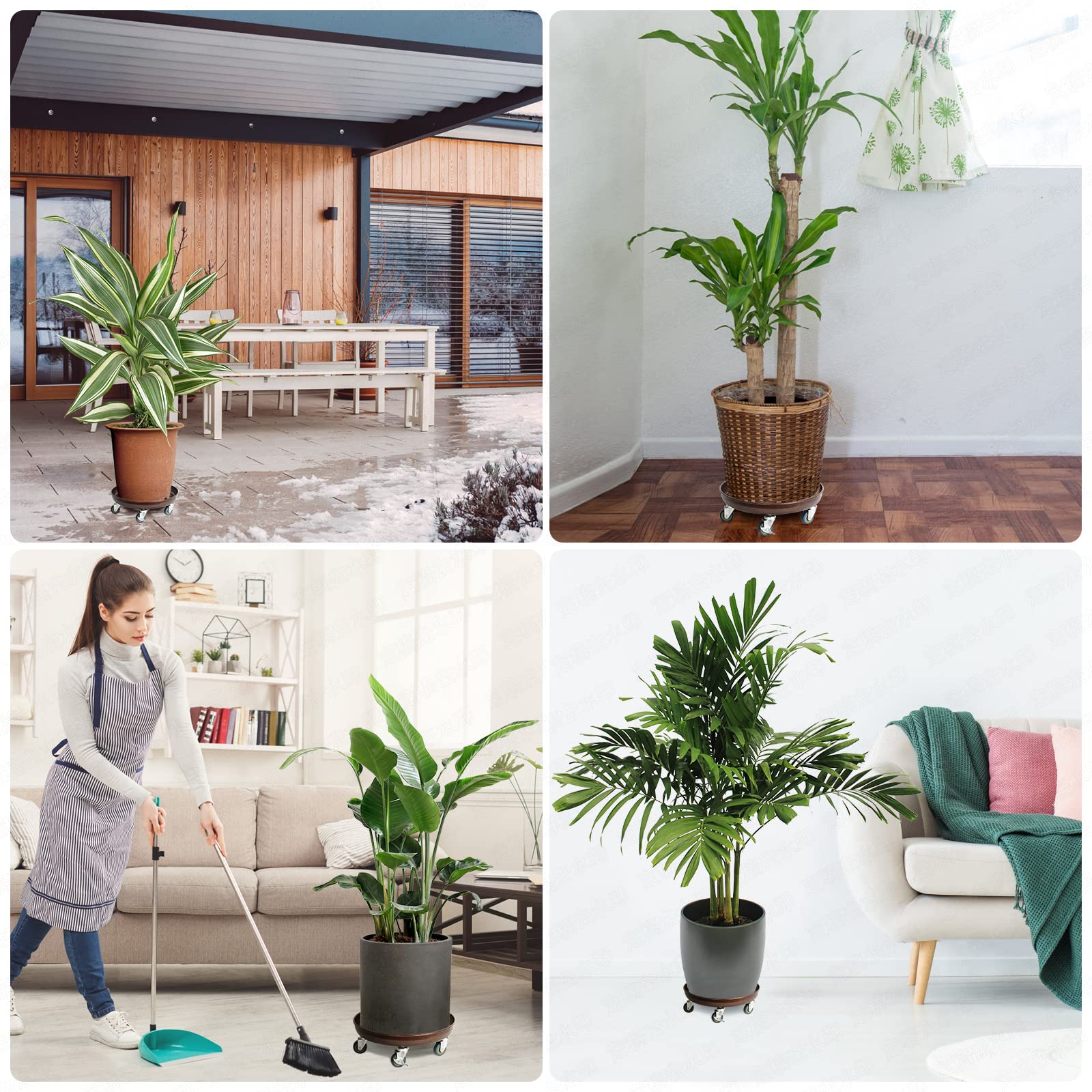 Kaoolaa plant caddy on patio moving heavy pots for easy rearrangement