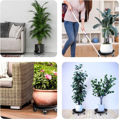 Kaoolaa plant caddy carrying a large outdoor planter on a patio, easy mobility